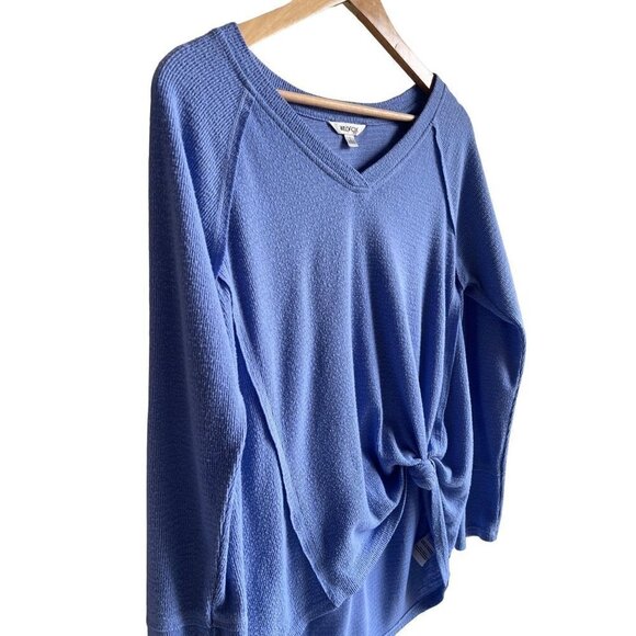 Wildfox Size Small Tie Knot Front Waffle Knit Pullover Sweatshirt Jumper Blue - Picture 3 of 7